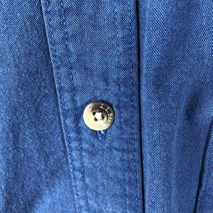 Vintage 1990'S LLBean long-sleeved button-down check shirt, made in Canada, men's size XL equivalent. cotton blue type Vintage Second Hand