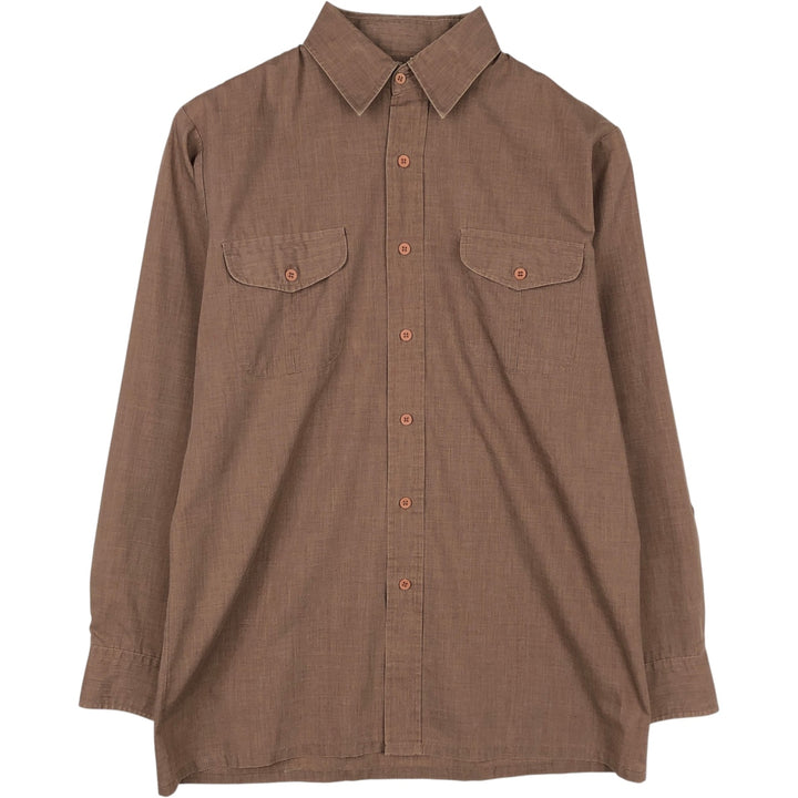 Baymart Long-Sleeve Poly-Cotton Shirt, Men's Size L (approx.) polyester brown type Vintage Second Hand