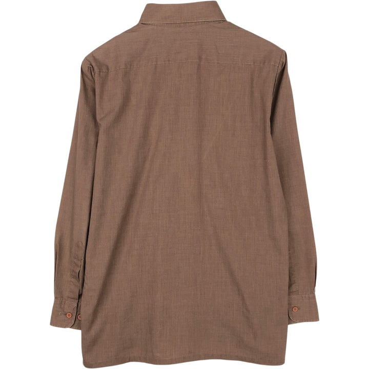 Baymart Long-Sleeve Poly-Cotton Shirt, Men's Size L (approx.) polyester brown type Vintage Second Hand