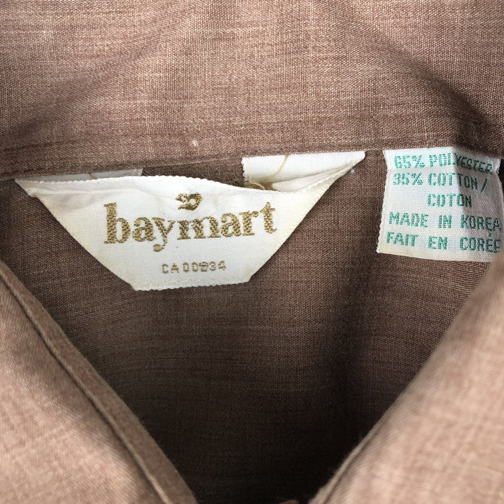Baymart Long-Sleeve Poly-Cotton Shirt, Men's Size L (approx.) polyester brown type Vintage Second Hand