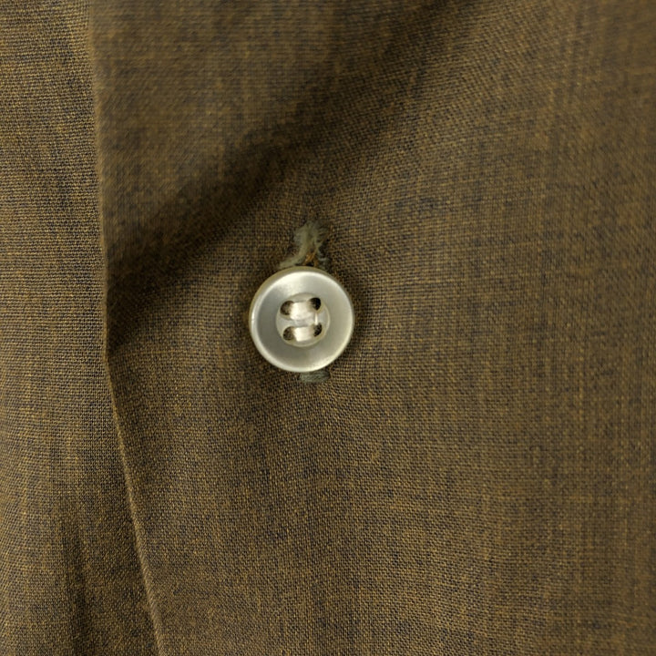 KAYNEE Golden Crest Long-Sleeve Button-Down Shirt, Men's Size S (Equivalent), Vintage polyester Khaki type Vintage Second Hand