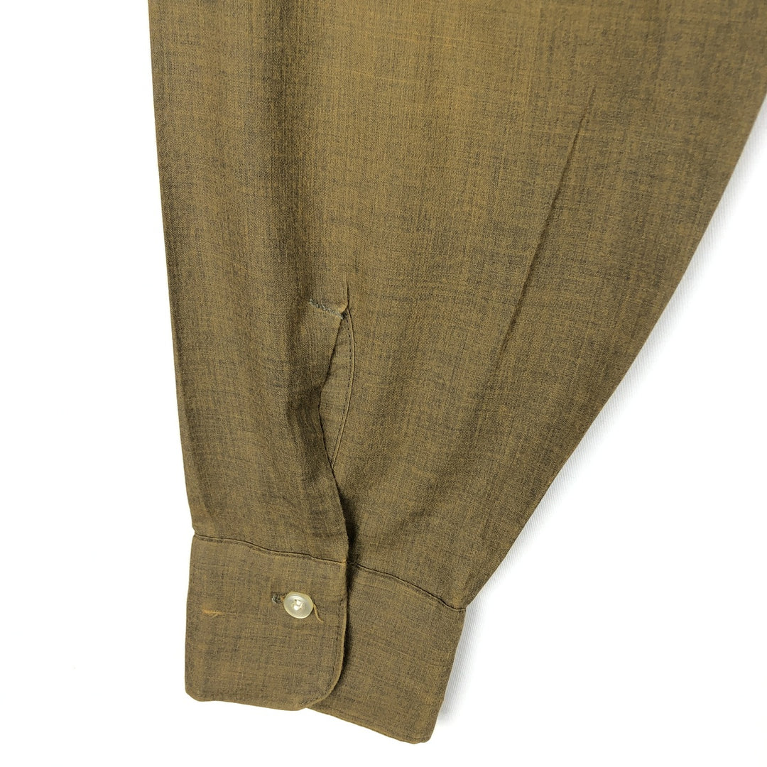 KAYNEE Golden Crest Long-Sleeve Button-Down Shirt, Men's Size S (Equivalent), Vintage polyester Khaki type Vintage Second Hand