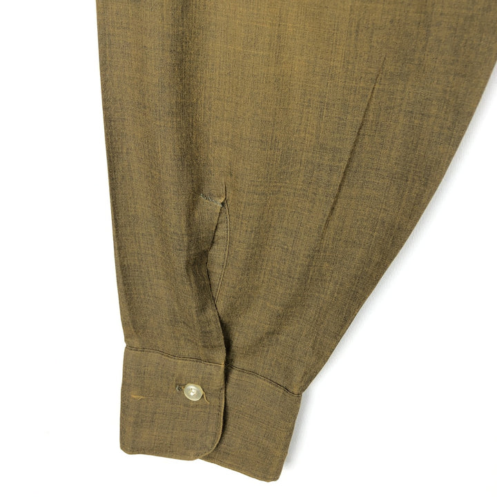 KAYNEE Golden Crest Long-Sleeve Button-Down Shirt, Men's Size S (Equivalent), Vintage polyester Khaki type Vintage Second Hand