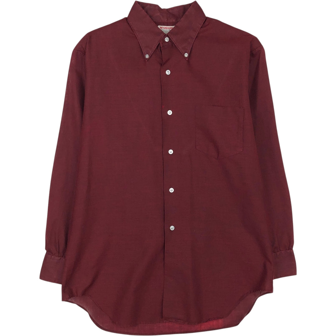 1970'S McGREGOR SCOTSET Short-Sleeve Button-Down Shirt, Men's Size M (approx.), Vintage polyester wine-red Vintage Second Hand
