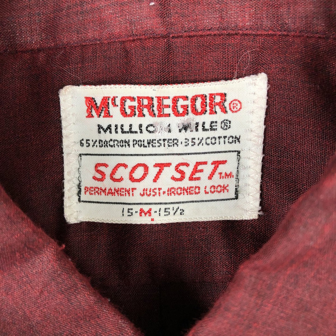 1970'S McGREGOR SCOTSET Short-Sleeve Button-Down Shirt, Men's Size M (approx.), Vintage polyester wine-red Vintage Second Hand