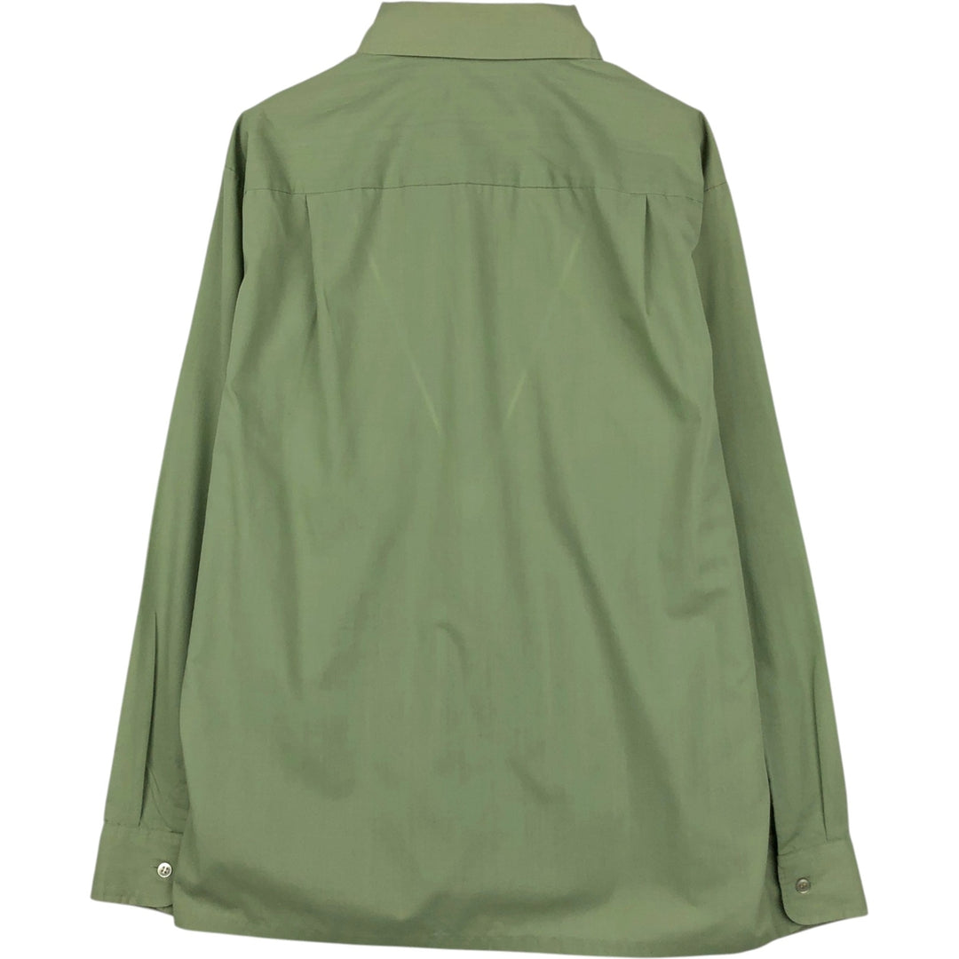 1970'S TOWNCRAFT Long-Sleeve Poly-Cotton Shirt, Men's Size M (Equivalent), Vintage polyester green type yellow green Vintage Second Hand