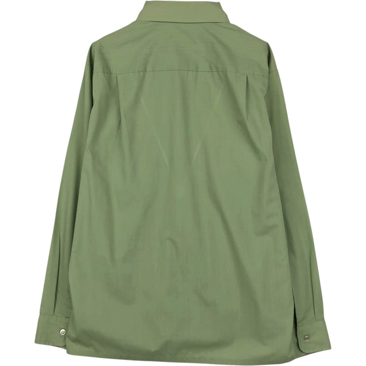 1970'S TOWNCRAFT Long-Sleeve Poly-Cotton Shirt, Men's Size M (Equivalent), Vintage polyester green type yellow green Vintage Second Hand