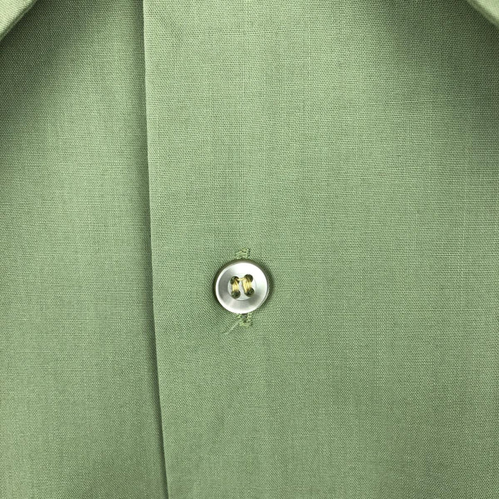 1970'S TOWNCRAFT Long-Sleeve Poly-Cotton Shirt, Men's Size M (Equivalent), Vintage polyester green type yellow green Vintage Second Hand