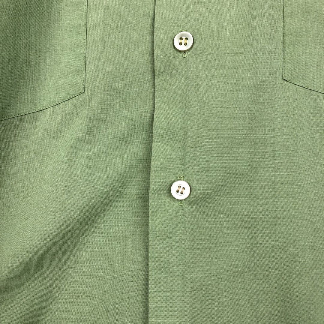 1970'S TOWNCRAFT Long-Sleeve Poly-Cotton Shirt, Men's Size M (Equivalent), Vintage polyester green type yellow green Vintage Second Hand