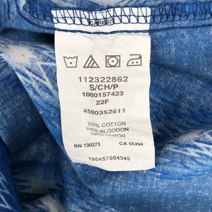 1990'S Wrangler Western Shirt, all-over Native American pattern, long-sleeved, men's size S equivalent, vintage. cotton blue type Vintage Second Hand