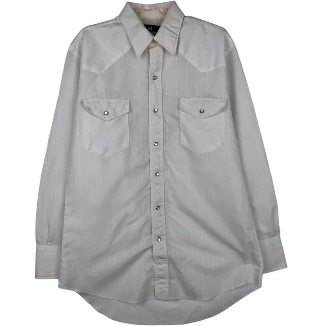 Wrangler Western Shirts, Long Sleeve, Men's Size M (approx.) polyester white type Vintage Second Hand