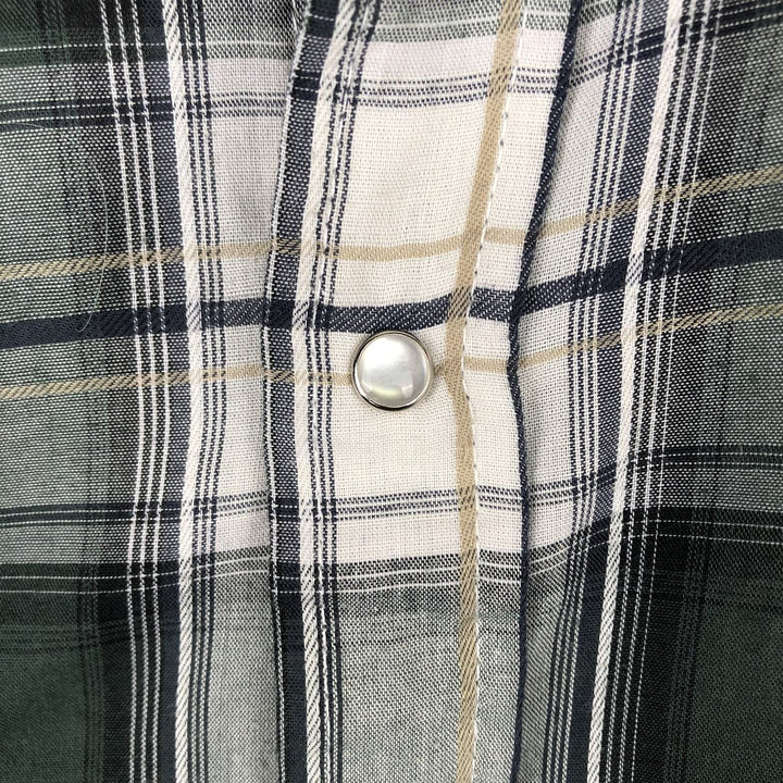 ELY CATTLEMAN Check Pattern Long-Sleeve Western Shirt, Men's Size L (Equivalent), Vintage polyester white type Vintage Second Hand
