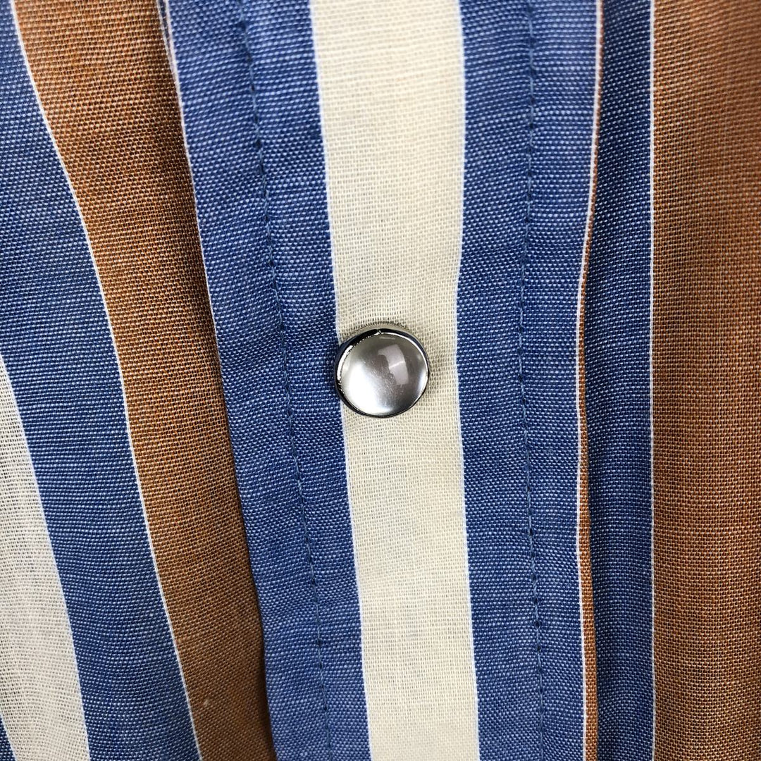 70'S PRIOR Stripe Pattern Long-Sleeve Western Shirt, Men's Size L (Equivalent), Vintage unclear blue type Vintage Second Hand