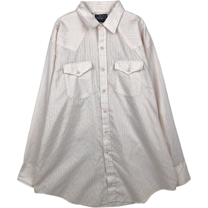 80'S Dee Cee Rangers Stripe Pattern Long-Sleeve Western Shirt, Made in USA, Men's Size XL unclear white type Vintage Second Hand
