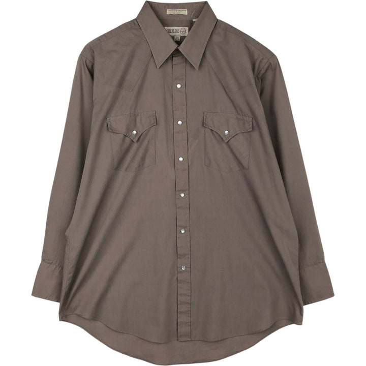 SHEPLERS Long-Sleeve Western Shirt, Men's Size L (approx.) polyester brown type Vintage Second Hand