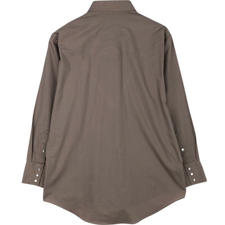 SHEPLERS Long-Sleeve Western Shirt, Men's Size L (approx.) polyester brown type Vintage Second Hand