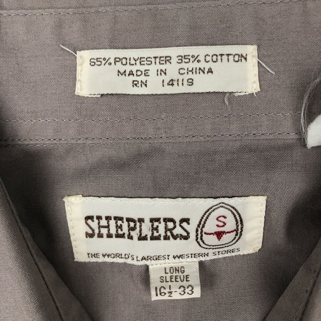 SHEPLERS Long-Sleeve Western Shirt, Men's Size L (approx.) polyester brown type Vintage Second Hand