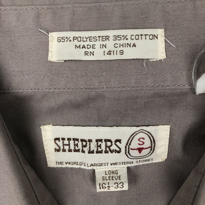 SHEPLERS Long-Sleeve Western Shirt, Men's Size L (approx.) polyester brown type Vintage Second Hand