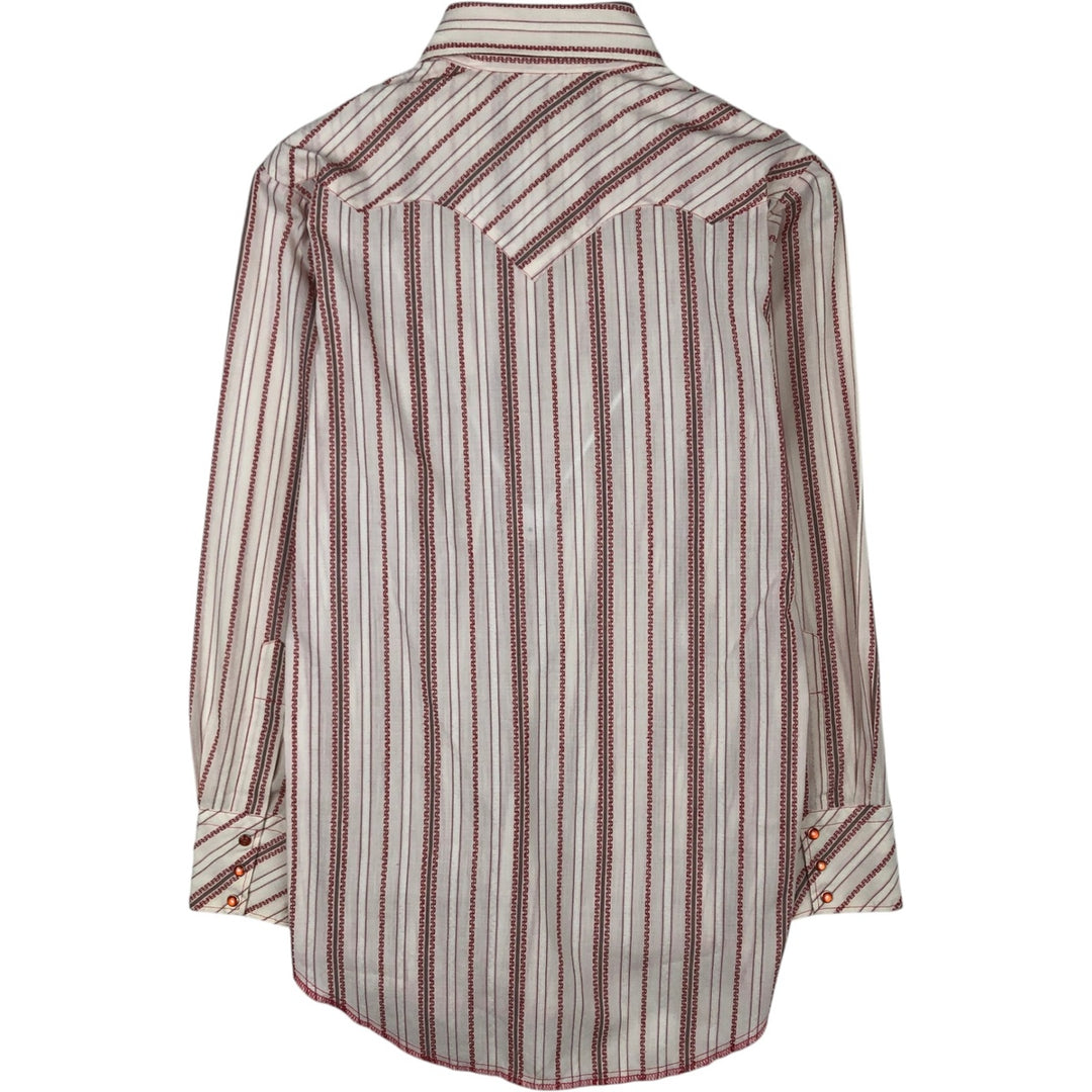 1970'S Striped Pattern Long-Sleeve Western Shirt, Men's Size M (Equivalent), Vintage unclear white type Vintage Second Hand
