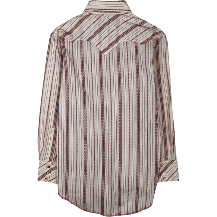 1970'S Striped Pattern Long-Sleeve Western Shirt, Men's Size M (Equivalent), Vintage unclear white type Vintage Second Hand