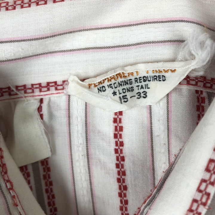 1970'S Striped Pattern Long-Sleeve Western Shirt, Men's Size M (Equivalent), Vintage unclear white type Vintage Second Hand