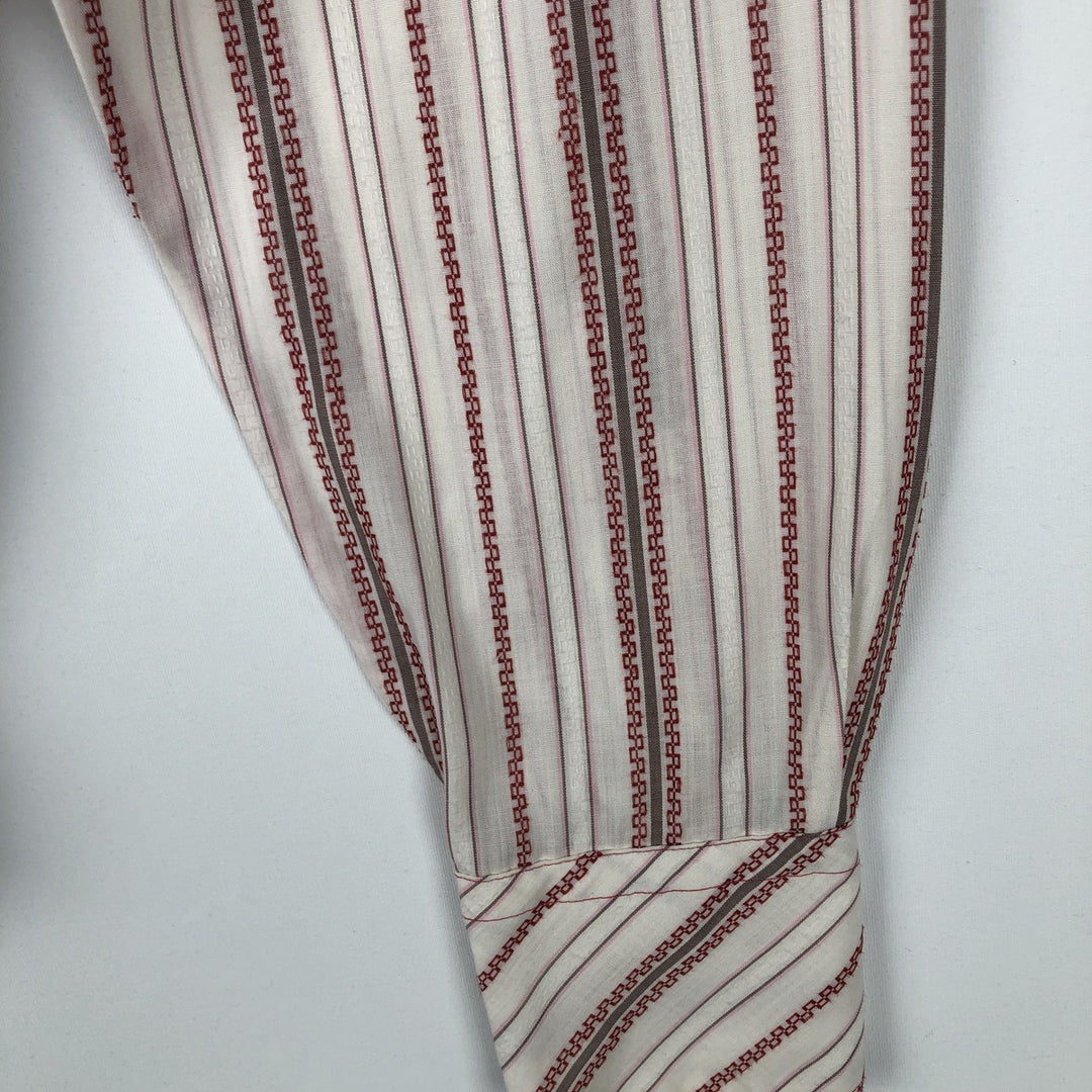 1970'S Striped Pattern Long-Sleeve Western Shirt, Men's Size M (Equivalent), Vintage unclear white type Vintage Second Hand