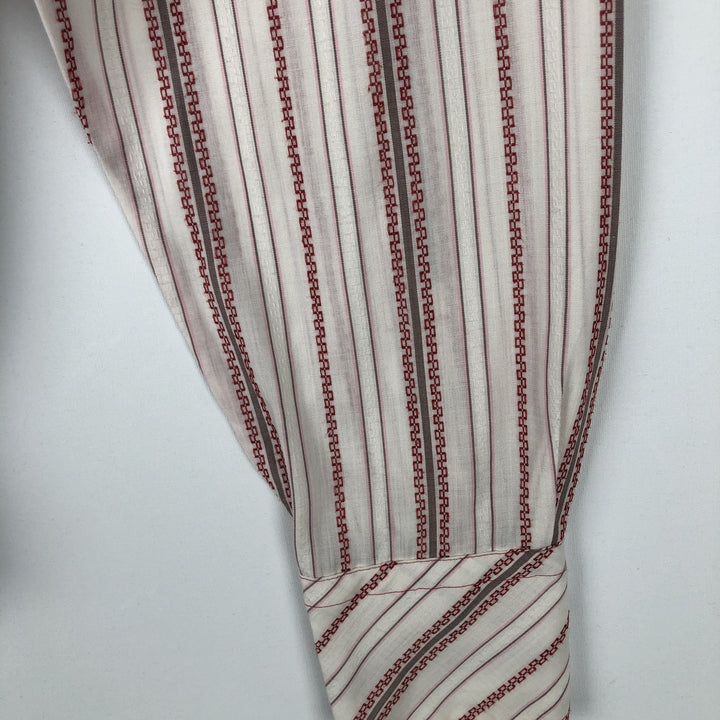 1970'S Striped Pattern Long-Sleeve Western Shirt, Men's Size M (Equivalent), Vintage unclear white type Vintage Second Hand