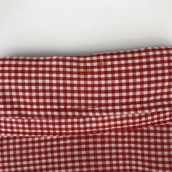 1970'S KARMAN Gingham Check Long-Sleeve Western Shirt, Made in USA, Men's Size L (Equivalent), Vintage polyester white type Vintage Second Hand