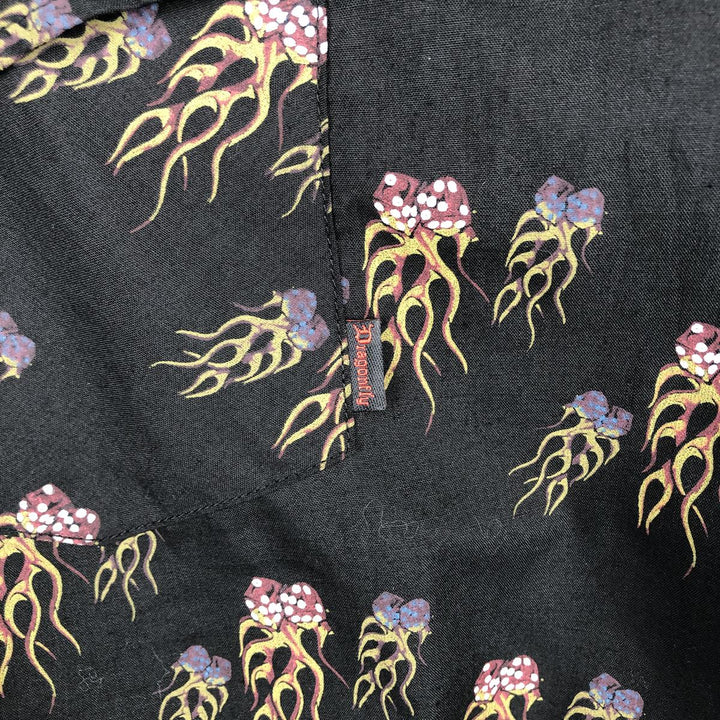 DRAGONFLY all-over print long-sleeved Western shirt, men's size L (approx.) polyester black type Vintage Second Hand