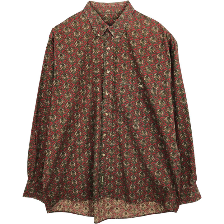 90'S Timberland Weathergear all-over print long-sleeved button-down shirt, men's size XL equivalent, vintage. cotton green type Vintage Second Hand