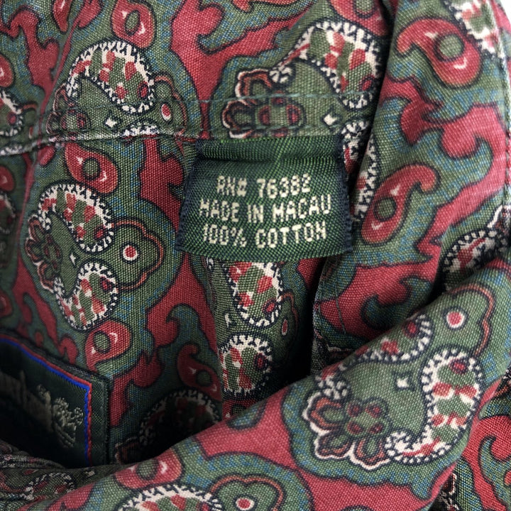 90'S Timberland Weathergear all-over print long-sleeved button-down shirt, men's size XL equivalent, vintage. cotton green type Vintage Second Hand