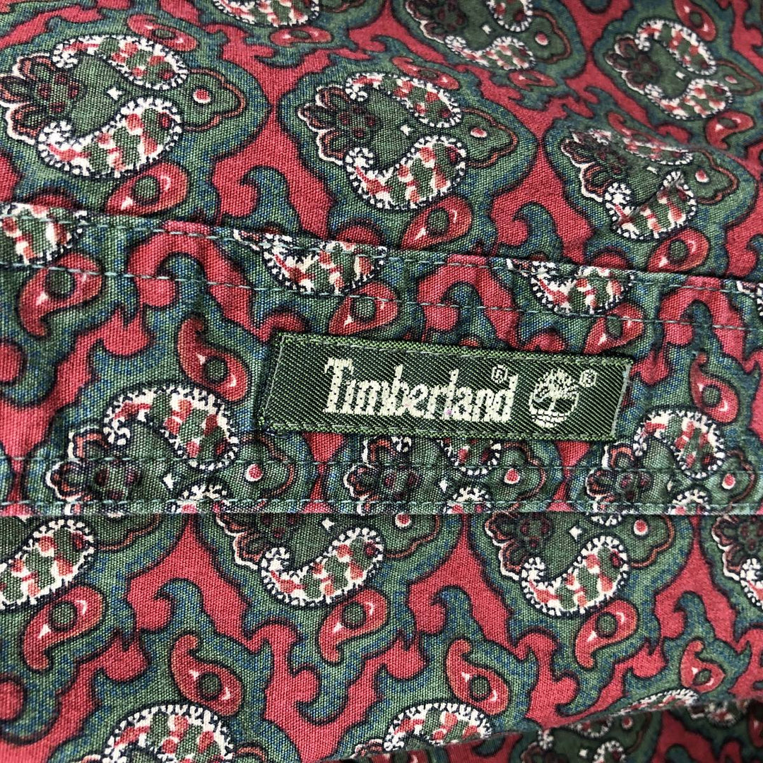 90'S Timberland Weathergear all-over print long-sleeved button-down shirt, men's size XL equivalent, vintage. cotton green type Vintage Second Hand