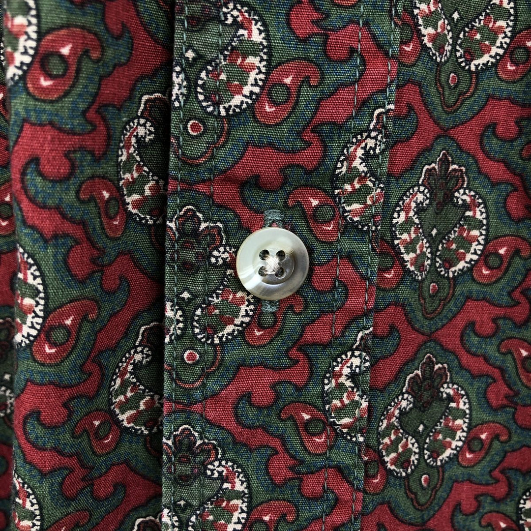 90'S Timberland Weathergear all-over print long-sleeved button-down shirt, men's size XL equivalent, vintage. cotton green type Vintage Second Hand