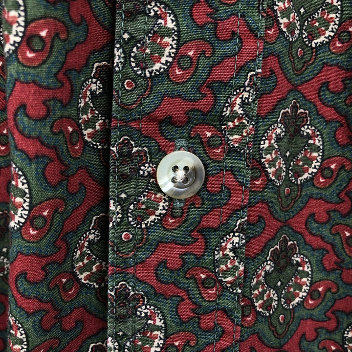 90'S Timberland Weathergear all-over print long-sleeved button-down shirt, men's size XL equivalent, vintage. cotton green type Vintage Second Hand