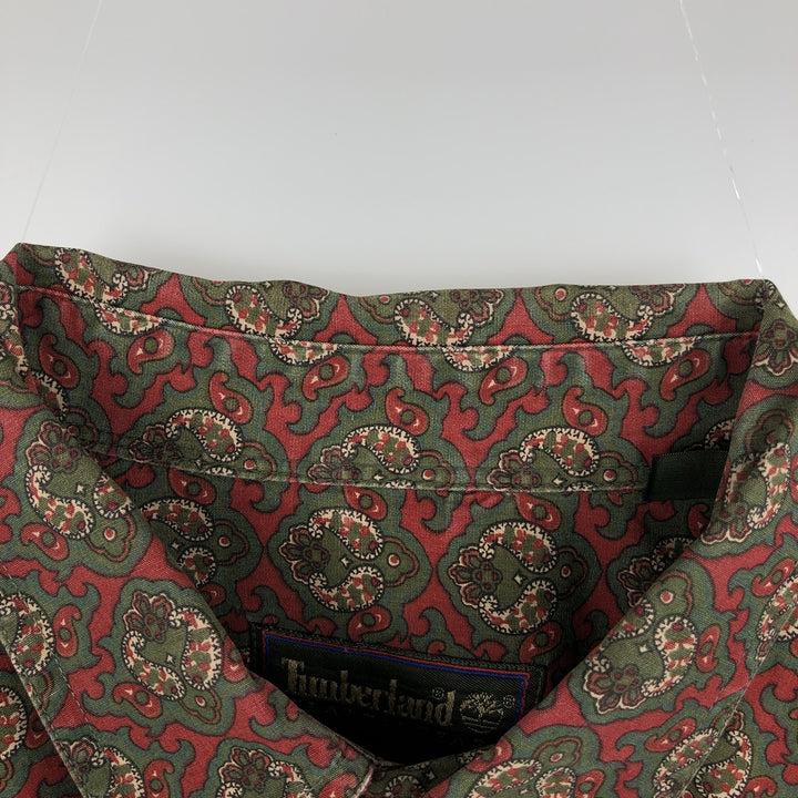 90'S Timberland Weathergear all-over print long-sleeved button-down shirt, men's size XL equivalent, vintage. cotton green type Vintage Second Hand
