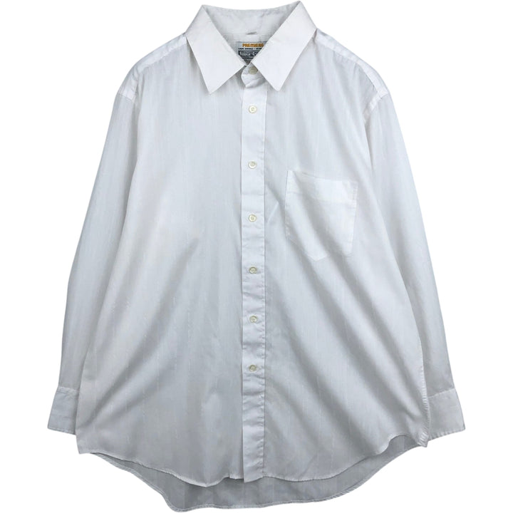 Sears PREMIERE Long-Sleeve Poly-Cotton Shirt, Men's Size XL (Equivalent), Vintage polyester white type Vintage Second Hand