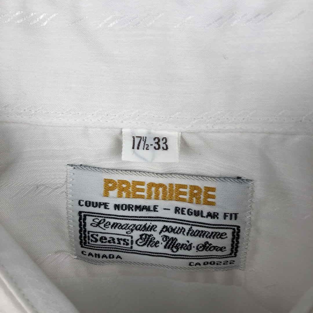 Sears PREMIERE Long-Sleeve Poly-Cotton Shirt, Men's Size XL (Equivalent), Vintage polyester white type Vintage Second Hand