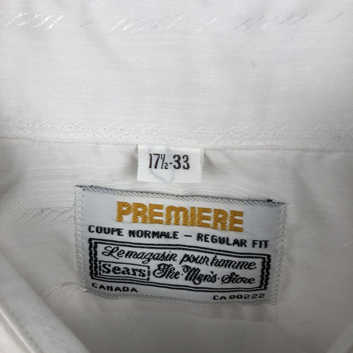 Sears PREMIERE Long-Sleeve Poly-Cotton Shirt, Men's Size XL (Equivalent), Vintage polyester white type Vintage Second Hand
