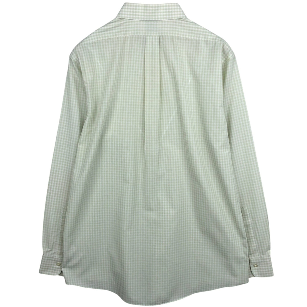 Brooks Brothers Est. 1818 Gingham Check Wide Collar Long Sleeve Cotton Check Shirt, Men's Size L Supima Cotton white type Vintage Second Hand