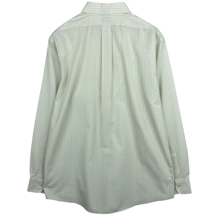 Brooks Brothers Est. 1818 Gingham Check Wide Collar Long Sleeve Cotton Check Shirt, Men's Size L Supima Cotton white type Vintage Second Hand
