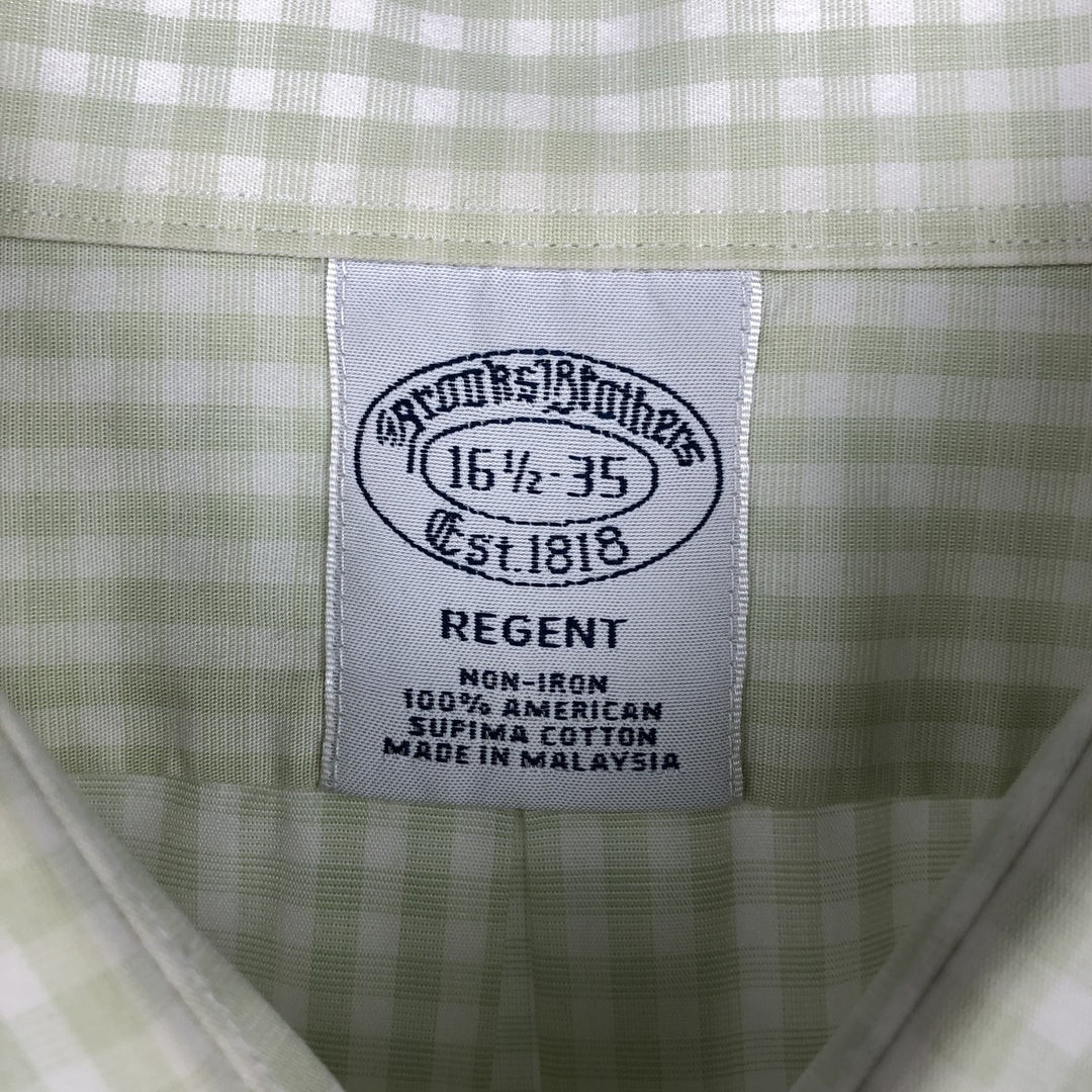 Brooks Brothers Est. 1818 Gingham Check Wide Collar Long Sleeve Cotton Check Shirt, Men's Size L Supima Cotton white type Vintage Second Hand