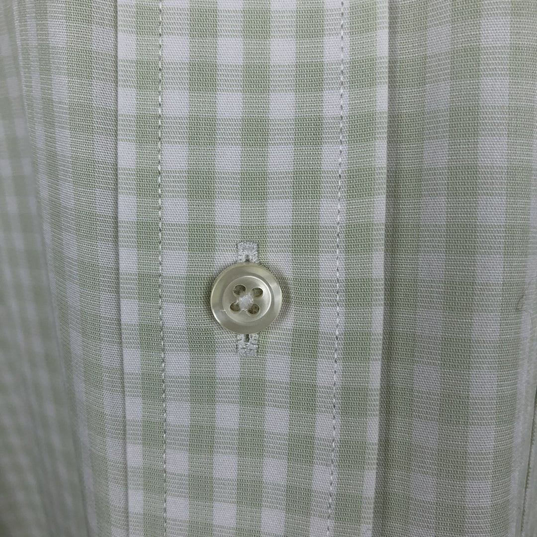 Brooks Brothers Est. 1818 Gingham Check Wide Collar Long Sleeve Cotton Check Shirt, Men's Size L Supima Cotton white type Vintage Second Hand
