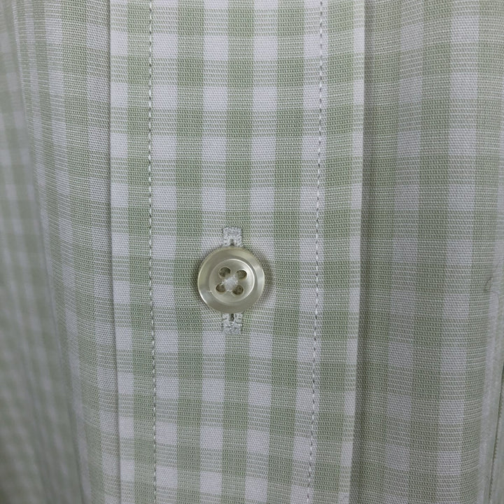 Brooks Brothers Est. 1818 Gingham Check Wide Collar Long Sleeve Cotton Check Shirt, Men's Size L Supima Cotton white type Vintage Second Hand
