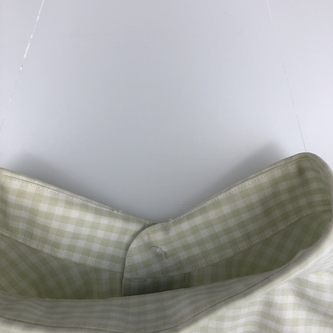 Brooks Brothers Est. 1818 Gingham Check Wide Collar Long Sleeve Cotton Check Shirt, Men's Size L Supima Cotton white type Vintage Second Hand
