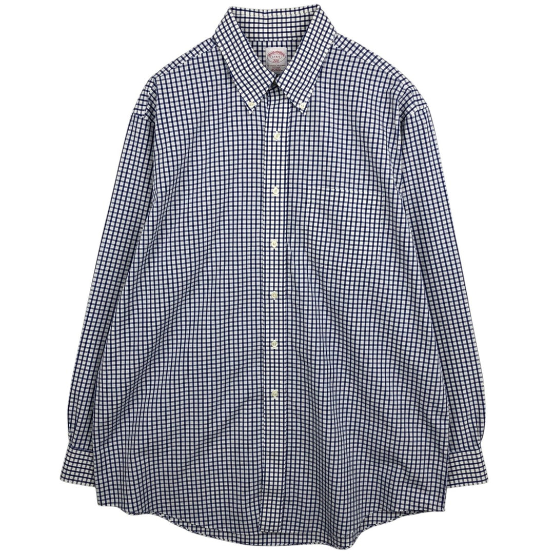 Brooks Brothers 346 Long Sleeve Button-Down Check Shirt, Men's XL cotton white type Vintage Second Hand