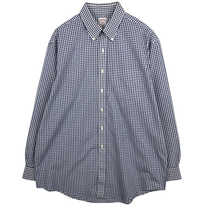Brooks Brothers 346 Long Sleeve Button-Down Check Shirt, Men's XL cotton white type Vintage Second Hand