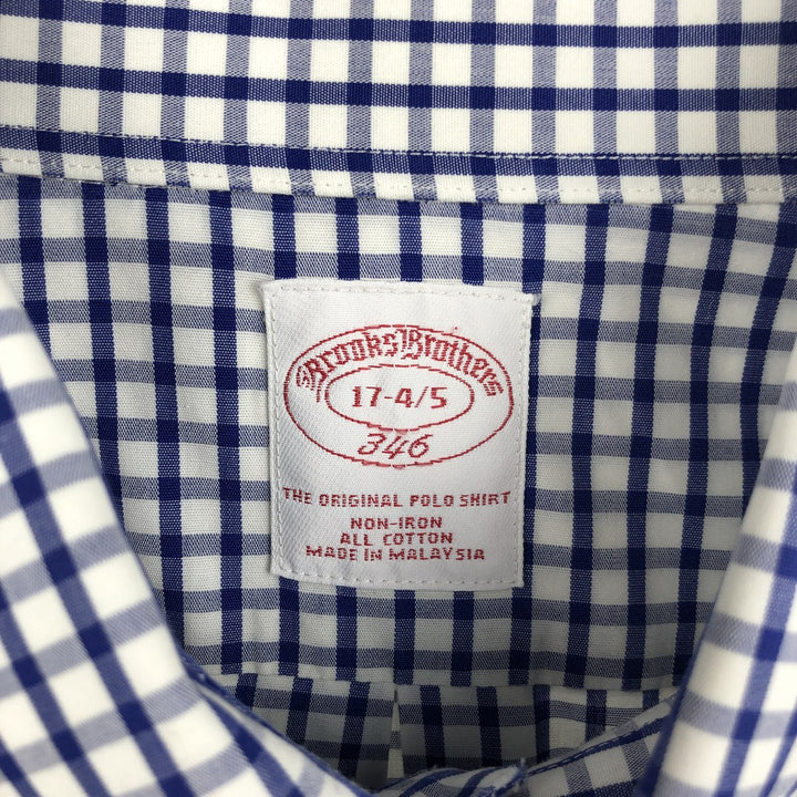 Brooks Brothers 346 Long Sleeve Button-Down Check Shirt, Men's XL cotton white type Vintage Second Hand