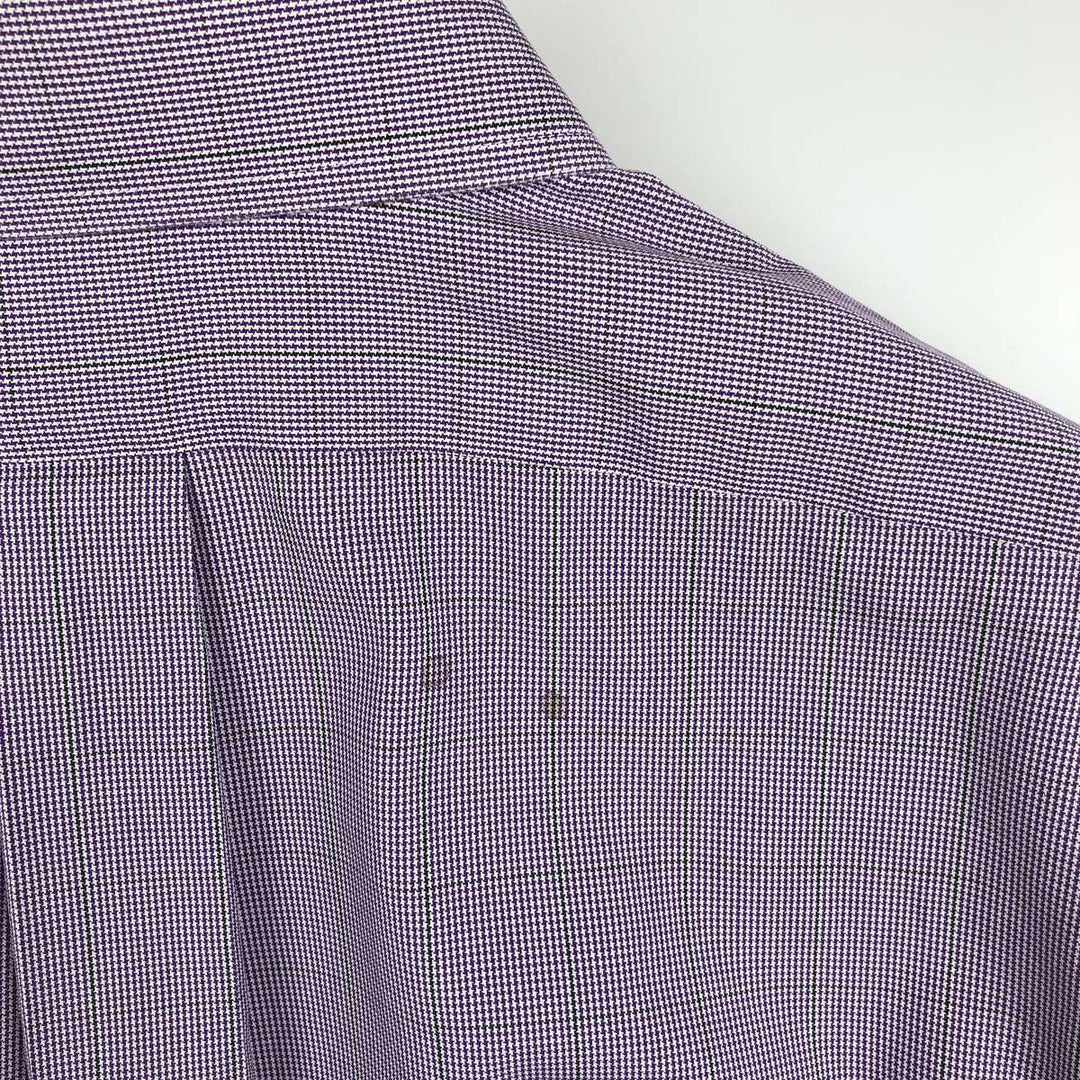 Brooks Brothers Est.1818 Houndstooth Pattern Wide Collar Long Sleeve Cotton Check Shirt, Men's Size L (approx.) Supima Cotton white type Vintage Second Hand
