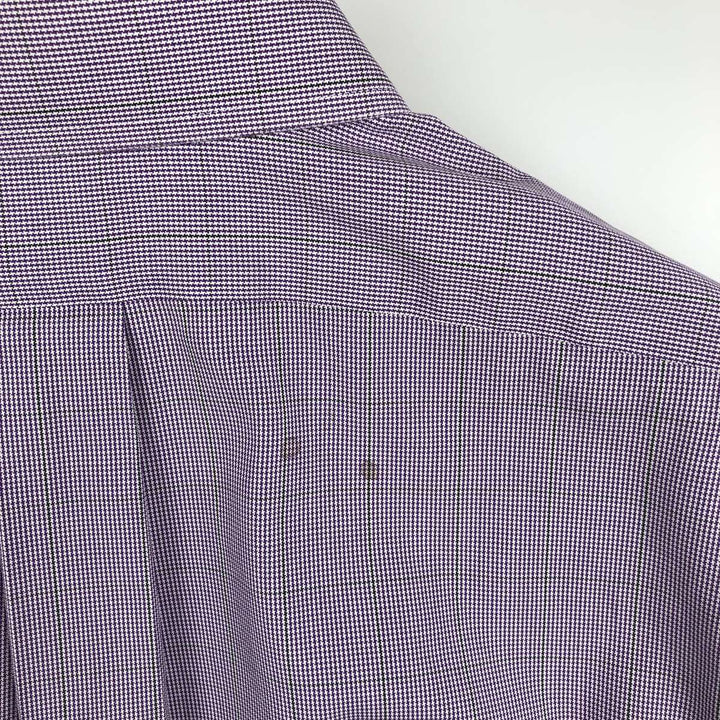 Brooks Brothers Est.1818 Houndstooth Pattern Wide Collar Long Sleeve Cotton Check Shirt, Men's Size L (approx.) Supima Cotton white type Vintage Second Hand