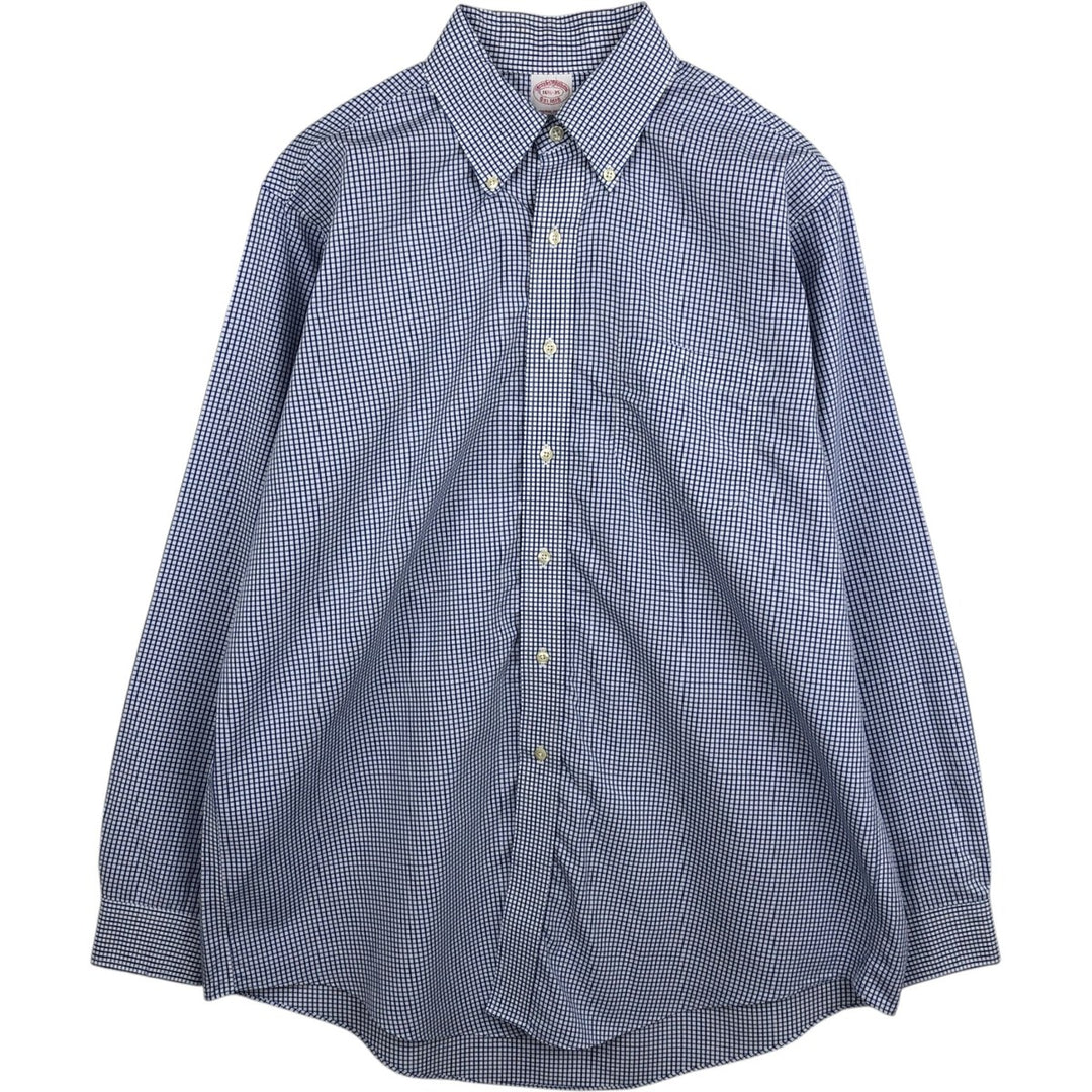 Brooks Brothers Est.1818 Long Sleeve Button-Down Check Shirt, Men's Size L cotton white type Vintage Second Hand